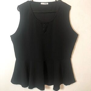 Black Peplum Blouse with lace detail